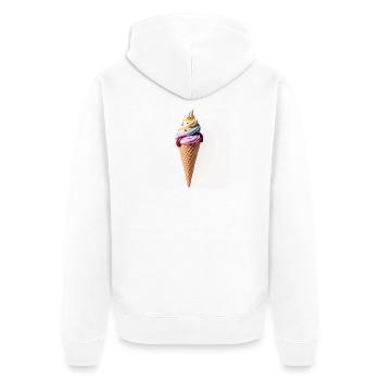 ize cream - Unisex Premium Bio Zip Hoodie - Weiß - Hinten - Thijin (182cm)