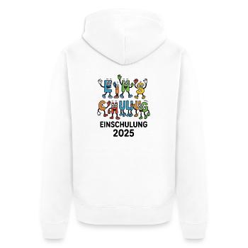 ABC-Gang – Einschulung 2025 - Unisex Premium Bio Zip Hoodie - Weiß - Hinten - Thijin (182cm)
