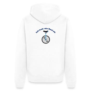 Ich hab ein Rad ab – Lustiges Einrad Shirt - Unisex Premium Bio Zip Hoodie - Weiß - Hinten - Thijin (182cm)