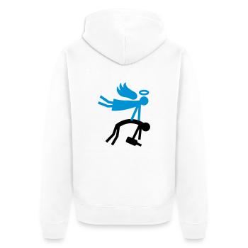 Schutzengel - Besoffen - Unisex Premium Bio Zip Hoodie - Weiß - Hinten - Thijin (182cm)