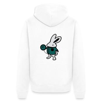 Lapin + Horloge - Veste à capuche bio Premium Unisexe - blanc - Dos - Thijin (182cm)