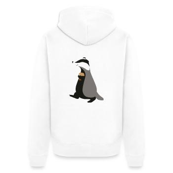 Dachs - Unisex Premium Bio Zip Hoodie - Weiß - Hinten - Thijin (182cm)