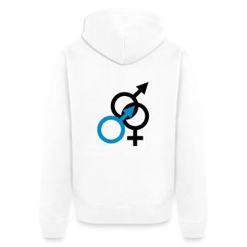 I AM A MAN and BI - Unisex Premium Organic Zip Hoodie - white - Back - Thijin (182cm)