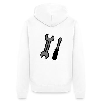 Werkzeuge - Unisex Premium Bio Zip Hoodie - Weiß - Hinten - Thijin (182cm)