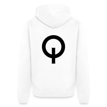 Optimist_Zeichen-svg - Unisex Premium Bio Zip Hoodie - Weiß - Hinten - Thijin (182cm)