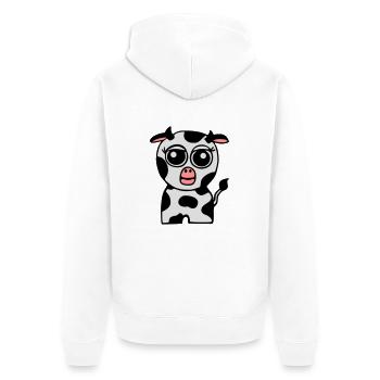 Kleine Kuh - Unisex Premium Bio Zip Hoodie - Weiß - Hinten - Thijin (182cm)