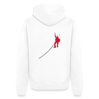 Bergsteiger Climbing Shir - Unisex Premium Bio Zip Hoodie - Weiß - Hinten - Thijin (182cm)
