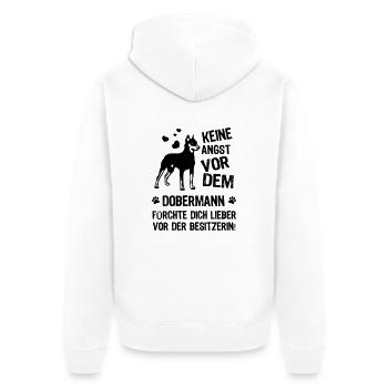 Keine Angst vor dem Dobermann - Unisex Premium Bio Zip Hoodie - Weiß - Hinten - Thijin (182cm)