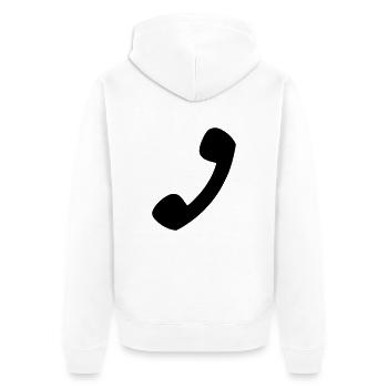 Telefon - Unisex Premium Bio Zip Hoodie - Weiß - Hinten - Thijin (182cm)