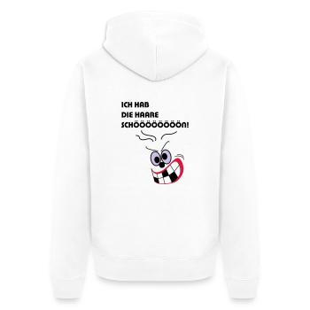 Ich hab die Haare schön - Unisex Premium Bio Zip Hoodie - Weiß - Hinten - Thijin (182cm)