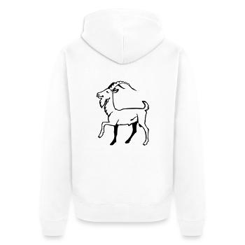 Ziegenbock - Unisex Premium Bio Zip Hoodie - Weiß - Hinten - Thijin (182cm)
