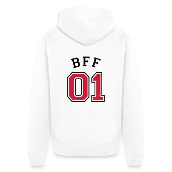BFF 01 - meilleur ami 01 - meilleur ami - amis - Veste à capuche bio Premium Unisexe - blanc - Dos - Thijin (182cm)