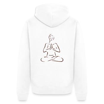 Meditation - Unisex Premium Bio Zip Hoodie - Weiß - Hinten - Thijin (182cm)
