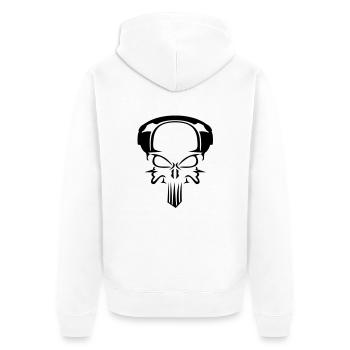 Skull with Headphones DJ club music techno - Unisex Premium Organic Zip Hoodie - white - Back - Thijin (182cm)