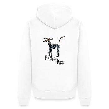 fashion king - Unisex Premium Organic Zip Hoodie - white - Back - Thijin (182cm)