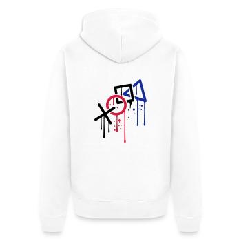 tropfen graffiti controller kontur cool X viereck - Unisex Premium Bio Zip Hoodie - Weiß - Hinten - Thijin (182cm)