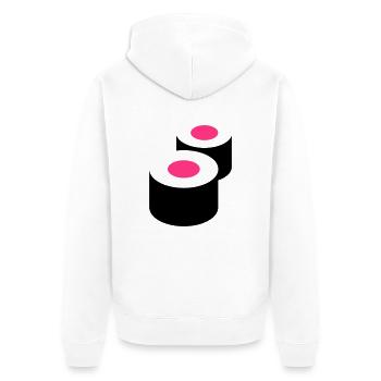 Sushi - Unisex Premium Bio Zip Hoodie - Weiß - Hinten - Thijin (182cm)