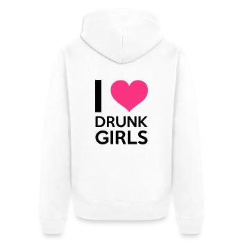 I Love Drunk Girls - Unisex Premium Bio Zip Hoodie - Weiß - Hinten - Thijin (182cm)