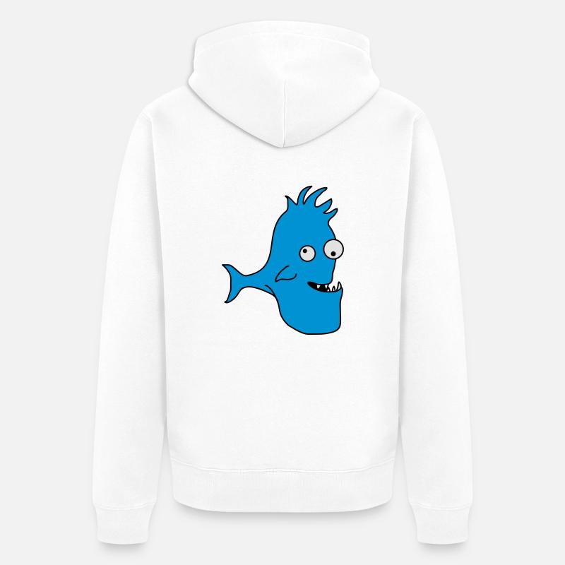 Stupid Crazy Comic Fish - Veste à capuche bio Premium Unisexe - blanc