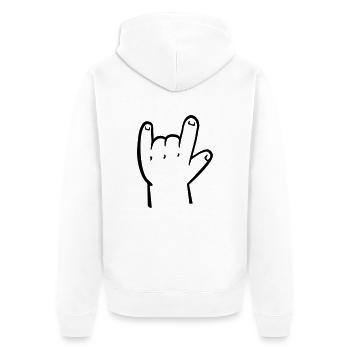 Baby rock hand - Unisex Premium Bio Zip Hoodie - Weiß - Hinten - Thijin (182cm)