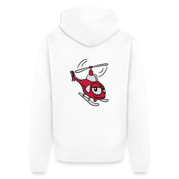 Kleiner süßer Comic Cartoon Heli - Unisex Premium Bio Zip Hoodie - Weiß - Hinten - Thijin (182cm)