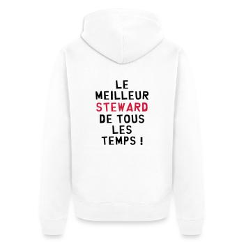 Pilote d'Avion / Steward / Aviation / Hôtesse - Veste à capuche bio Premium Unisexe - blanc - Dos - Thijin (182cm)