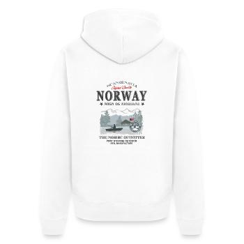 Norway Fishing - Unisex Premium Bio Zip Hoodie - Weiß - Hinten - Thijin (182cm)