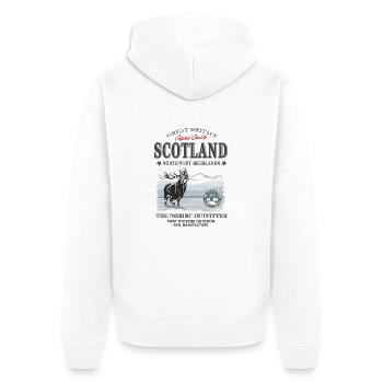 Scotland - Deer - Hirsch - Unisex Premium Bio Zip Hoodie - Weiß - Hinten - Thijin (182cm)