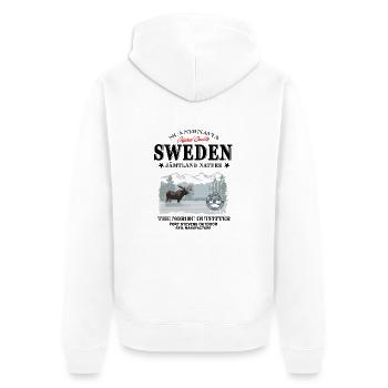 Sweden - Sverige - Schweden - Unisex Premium Bio Zip Hoodie - Weiß - Hinten - Thijin (182cm)