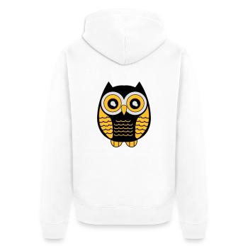 eule_02 - Unisex Premium Organic Zip Hoodie - white - Back - Thijin (182cm)