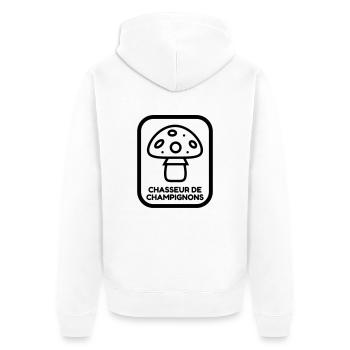 Mushroom / Champignon / Pilz / Picking - Unisex Premium Organic Zip Hoodie - white - Back - Thijin (182cm)