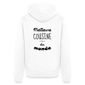 Onkel / Tante / Vetter / Cousin / Kusine - Unisex Premium Bio Zip Hoodie - Weiß - Hinten - Thijin (182cm)