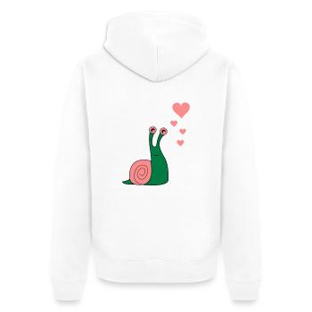schnecke_verliebt_02 - Unisex Premium Organic Zip Hoodie - white - Back - Thijin (182cm)