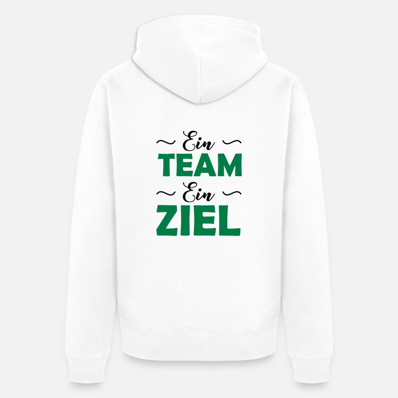 ein_team_ein_ziel_2 - Unisex Premium Bio Zip Hoodie - Weiß