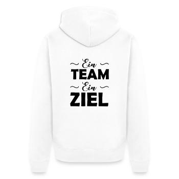 ein_team_ein_ziel - Unisex Premium Bio Zip Hoodie - Weiß - Hinten - Thijin (182cm)