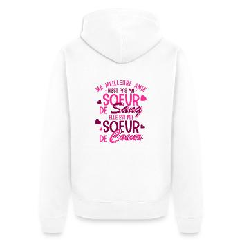 ma meilleure amie est ma soeur de coeur - Unisex Premium Bio Zip Hoodie - Weiß - Hinten - Thijin (182cm)