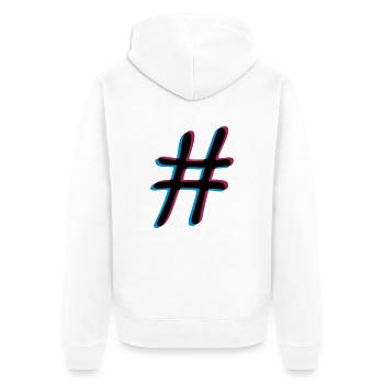 Hashtag effet 3D - Veste à capuche bio Premium Unisexe - blanc - Dos - Thijin (182cm)