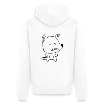 angry fox - Unisex Premium Bio Zip Hoodie - Weiß - Hinten - Thijin (182cm)