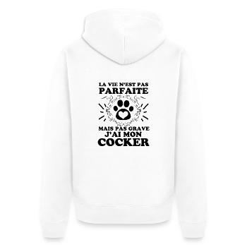 humour avec chien cocker 1 - Veste à capuche bio Premium Unisexe - blanc - Dos - Thijin (182cm)