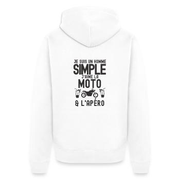 moto et apéritif 1 - Veste à capuche bio Premium Unisexe - blanc - Dos - Thijin (182cm)