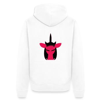 Das rote Einhorn - Unisex Premium Bio Zip Hoodie - Weiß - Hinten - Thijin (182cm)