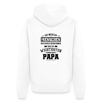 papa spruch - Unisex Premium Bio Zip Hoodie - Weiß - Hinten - Thijin (182cm)