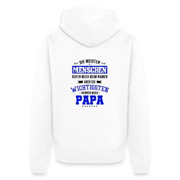 papa spruch - Unisex Premium Bio Zip Hoodie - Weiß - Hinten - Thijin (182cm)