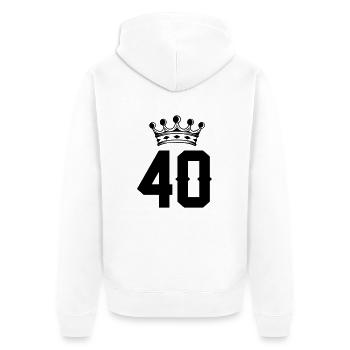 40 krone - Unisex Premium Bio Zip Hoodie - Weiß - Hinten - Thijin (182cm)