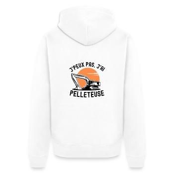 Pelleteuse chantier - Veste à capuche bio Premium Unisexe - blanc - Dos - Thijin (182cm)