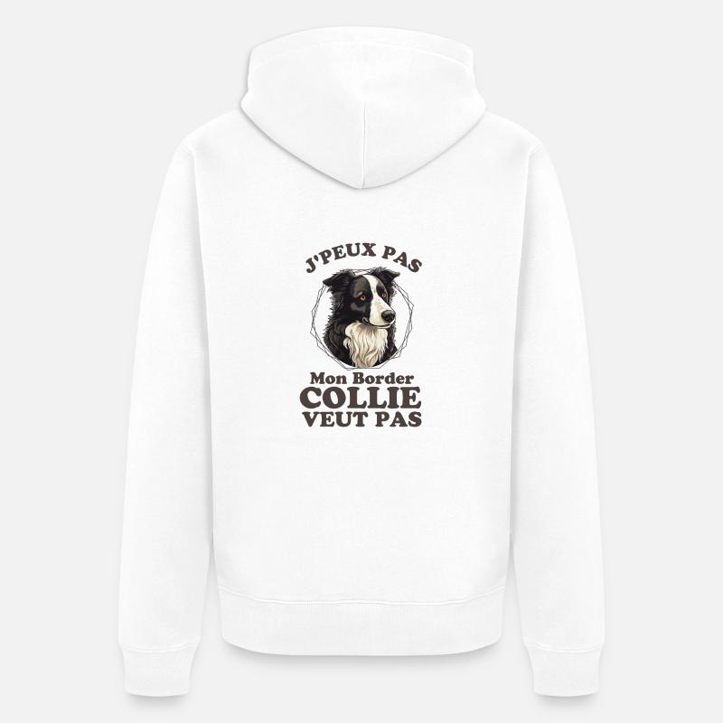 Chien mignon border collie - Veste à capuche bio Premium Unisexe - blanc