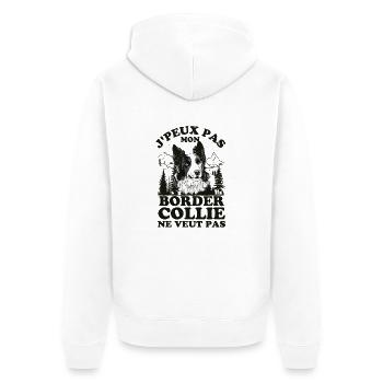 Je ne peux pas mon border collie veut pas - Veste à capuche bio Premium Unisexe - blanc - Dos - Thijin (182cm)