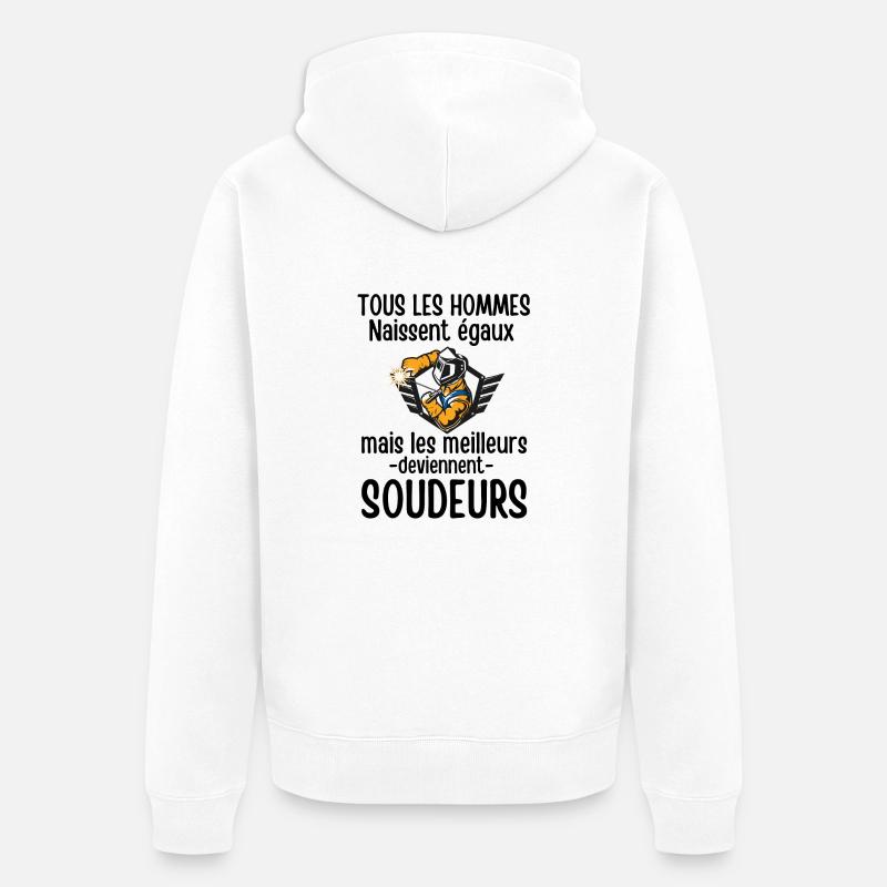 Humour soudeur chaudronnier 2 - Veste à capuche bio Premium Unisexe - blanc