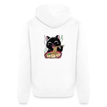 Cat Ramen Noodle Japanese Anime Manga Ramen Kawaii - Unisex Premium Bio Zip Hoodie - Weiß - Hinten - Thijin (182cm)