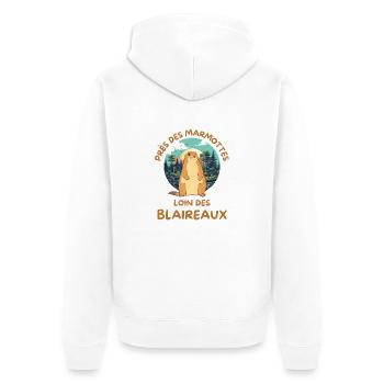 Humour marmotte - Veste à capuche bio Premium Unisexe - blanc - Dos - Thijin (182cm)